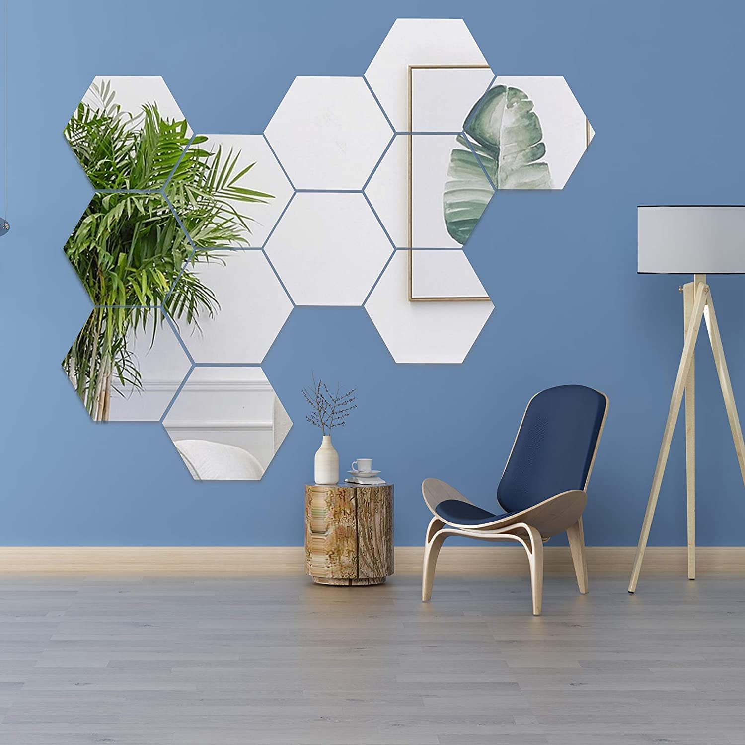 Unique Hexagon Mirror for Wall Decor (Pack of 12)