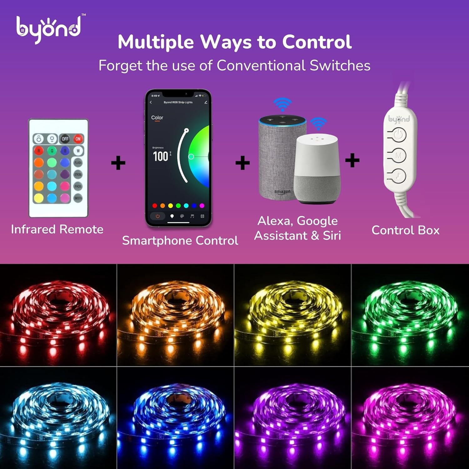 Byond WiFi Controller RGB Music-Sync LED Strip Lights Kit (5 Mtr)