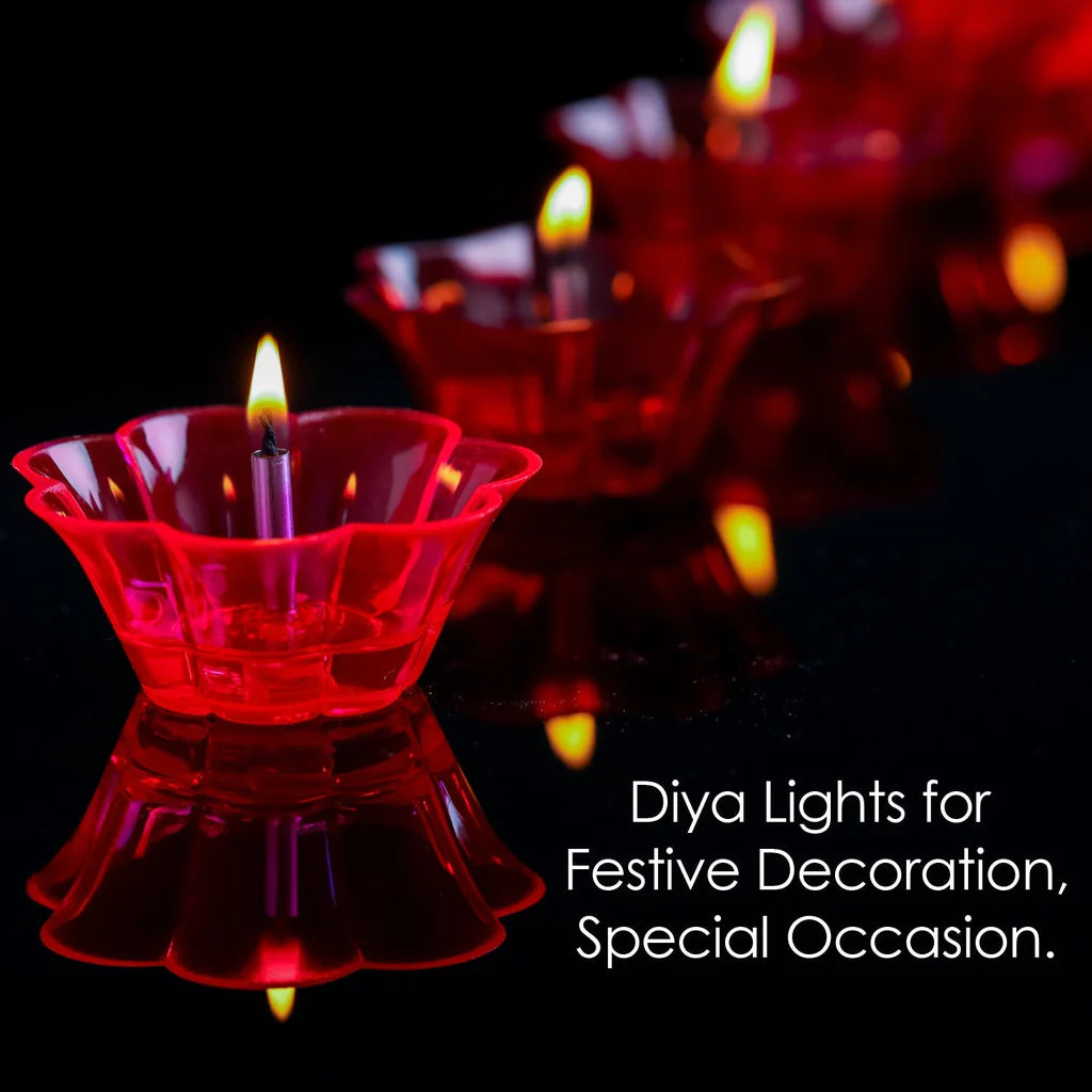 Diwali Special Oil Reflection Diya Set with Attractive Design Cup (Set Of 12 Pieces)